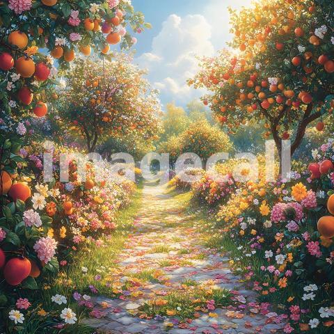 U3644368625 Sunny Orchard A delightful backdrop featuring a s e3cedbf0 0d23 41a1 bf8d 0349ee3ae1ce 0