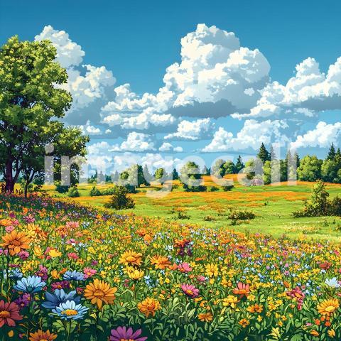 U3644368625 Whimsical Floral Meadow A vibrant backdrop depict 96187df4 8324 4e65 9040 b18cf51437f3 2