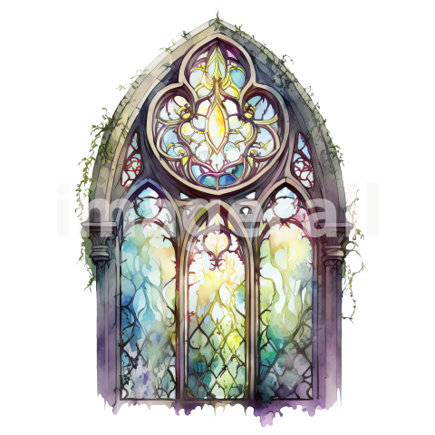 Watercolor Gothic Stained Windows (39)