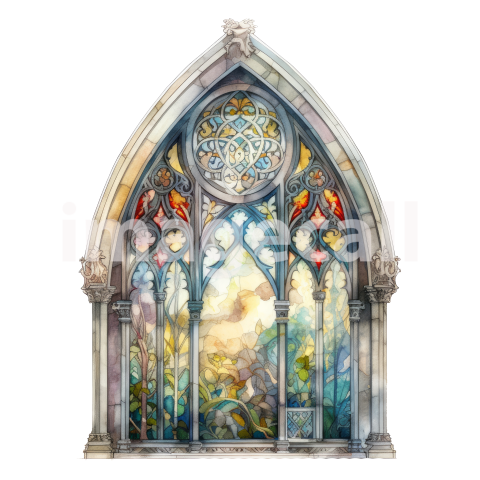 Watercolor Gothic Stained Windows (42)