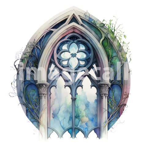 Watercolor Gothic Stained Windows (50)
