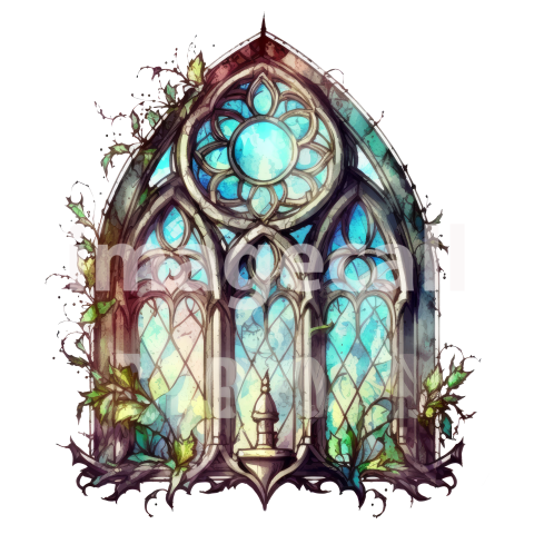 Watercolor Gothic Stained Windows (40)