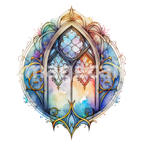 Watercolor Gothic Stained Windows (46)