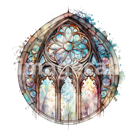 Watercolor Gothic Stained Windows (49)