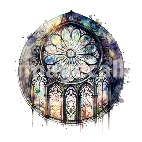 Watercolor Gothic Stained Windows (51)