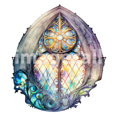 Watercolor Gothic Stained Windows (52)