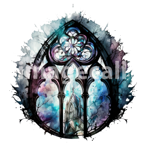 Watercolor Gothic Stained Windows (43)