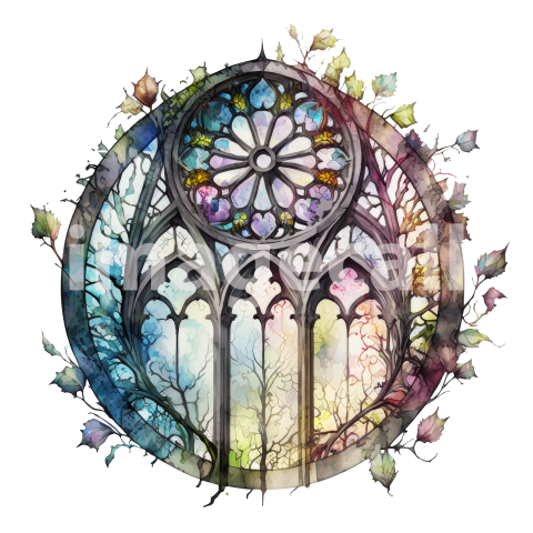 Watercolor Gothic Stained Windows (41)
