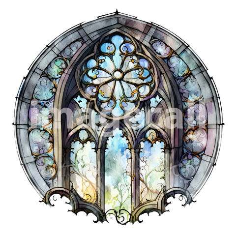 Watercolor Gothic Stained Windows (47)
