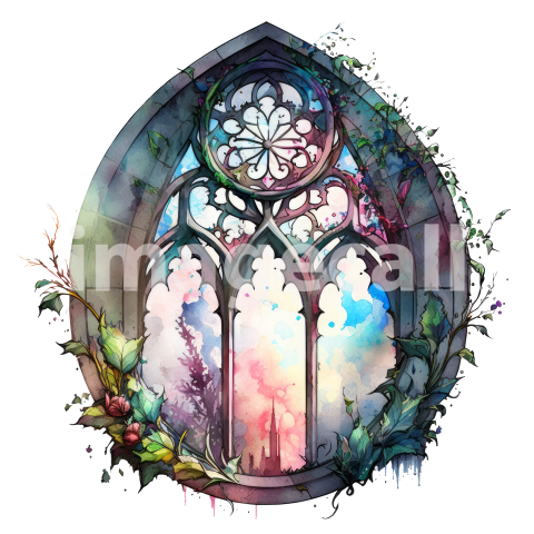 Watercolor Gothic Stained Windows (45)