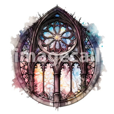 Watercolor Gothic Stained Windows (44)
