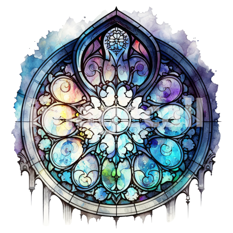 Watercolor Gothic Stained Windows (48)