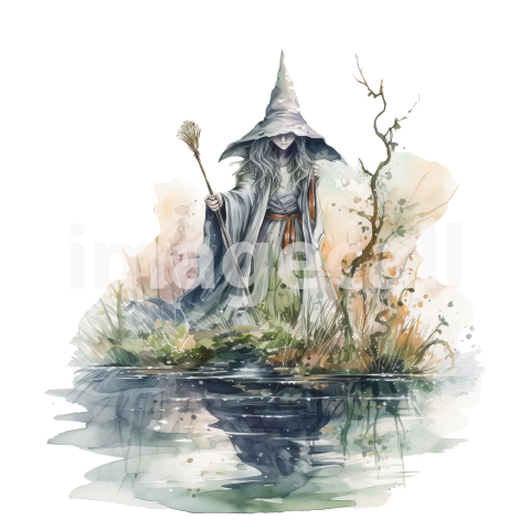 River Witch Watercolor Clipart (7)300dpi
