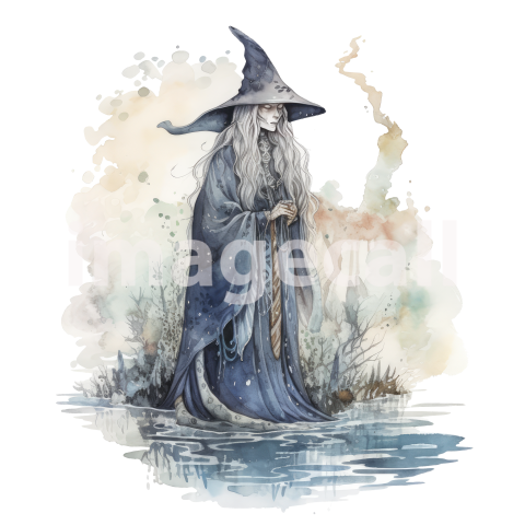 River Witch Watercolor Clipart (10)300dpi