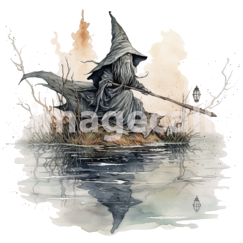 River Witch Watercolor Clipart (5)300dpi