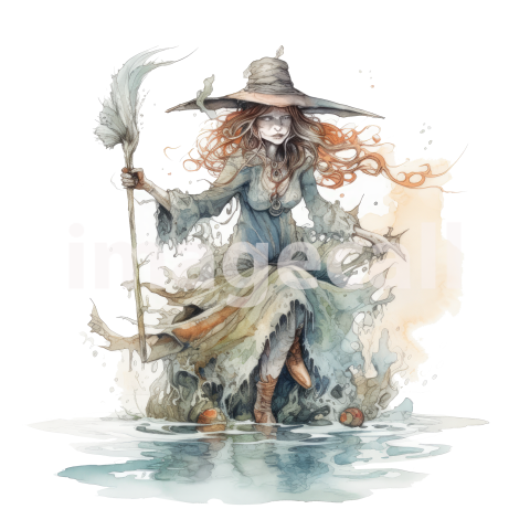 River Witch Watercolor Clipart (15)300dpi