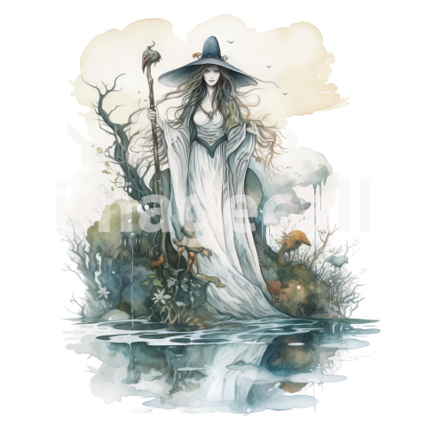 River Witch Watercolor Clipart (18)300dpi