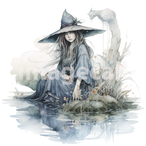 River Witch Watercolor Clipart (8)300dpi