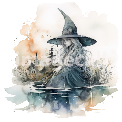 River Witch Watercolor Clipart (17)300dpi