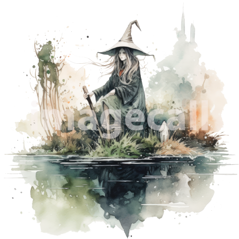 River Witch Watercolor Clipart (13)300dpi