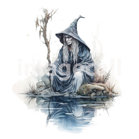 River Witch Watercolor Clipart (20)300dpi
