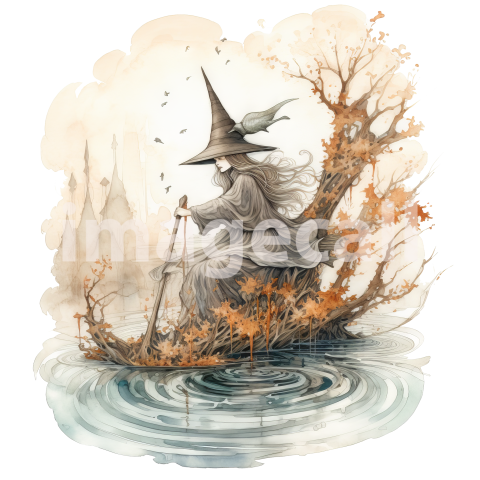 River Witch Watercolor Clipart (3)300dpi