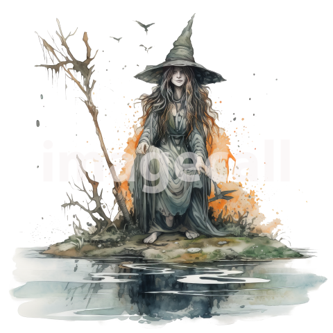 River Witch Watercolor Clipart (12)300dpi
