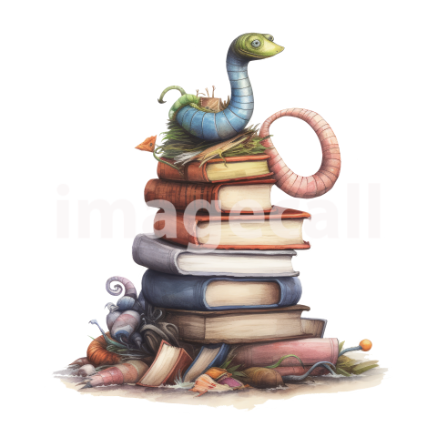 Bookworm Illustration Clipart (6)300dpi
