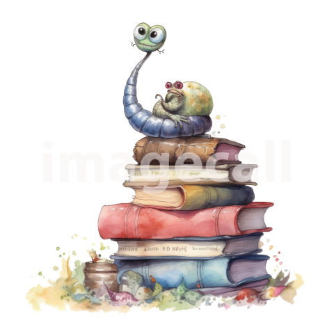 Bookworm Illustration Clipart (11)300dpi