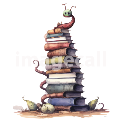Bookworm Illustration Clipart (13)300dpi