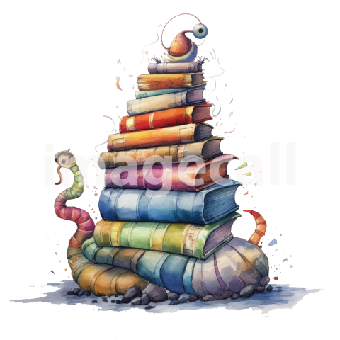 Bookworm Illustration Clipart (7)300dpi