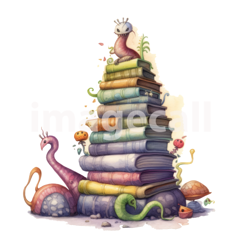 Bookworm Illustration Clipart (14)300dpi