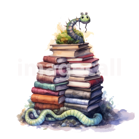 Bookworm Illustration Clipart (15)300dpi