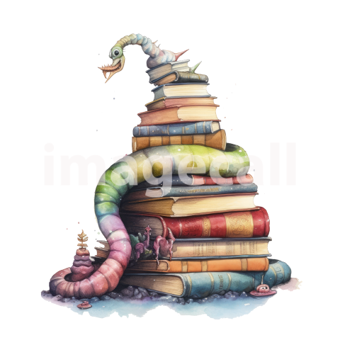 Bookworm Illustration Clipart (16)300dpi