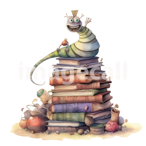 Bookworm Illustration Clipart (19)300dpi
