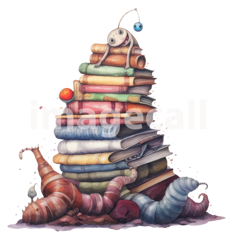 Bookworm Illustration Clipart (18)300dpi