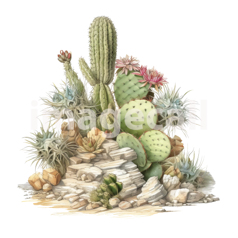 Desert Cactus Illustration Clipart (9)300dpi