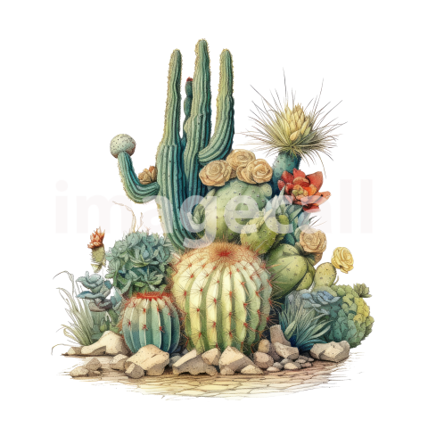 Desert Cactus Illustration Clipart (6)300dpi