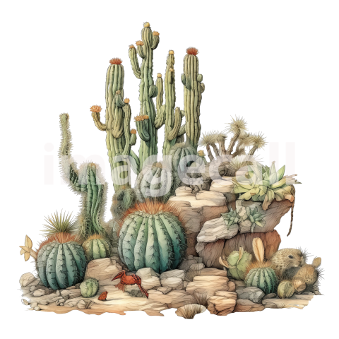 Desert Cactus Illustration Clipart (12)300dpi