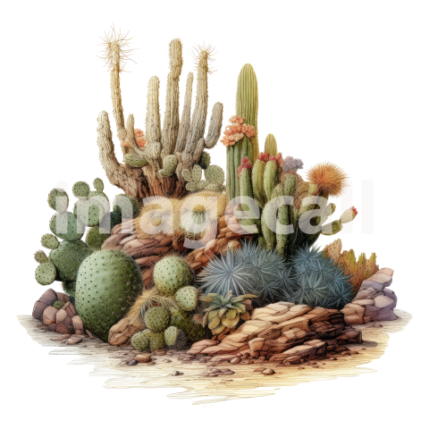 Desert Cactus Illustration Clipart (7)300dpi