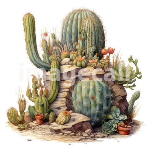 Desert Cactus Illustration Clipart (8)300dpi