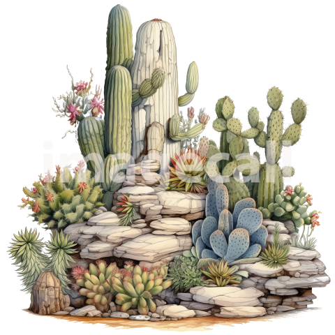 Desert Cactus Illustration Clipart (5)300dpi