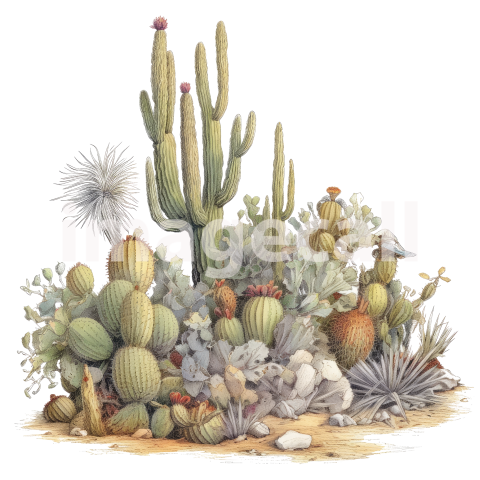 Desert Cactus Illustration Clipart (15)300dpi