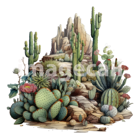 Desert Cactus Illustration Clipart (16)300dpi