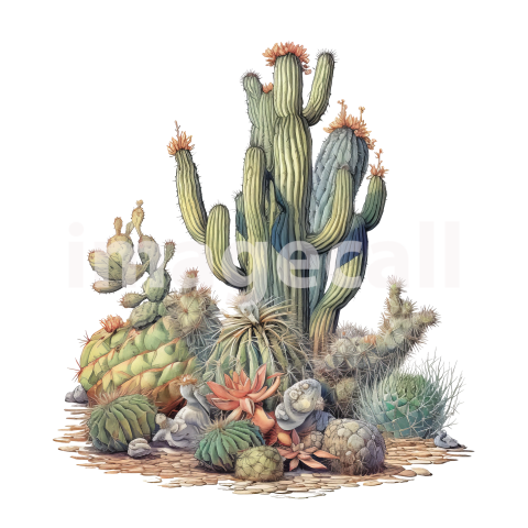 Desert Cactus Illustration Clipart (3)300dpi