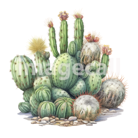 Desert Cactus Illustration Clipart (2)300dpi