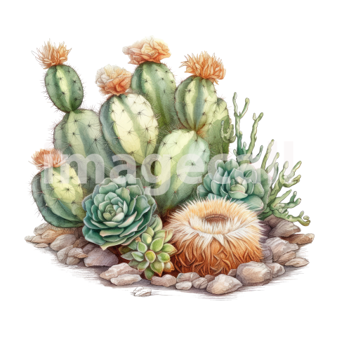 Desert Cactus Illustration Clipart (1)300dpi