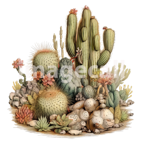 Desert Cactus Illustration Clipart (4)300dpi