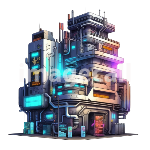 Clipart Cyberpunk Buildings (16)