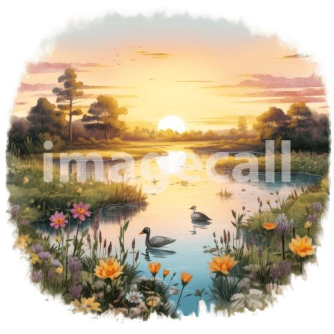 Clipart Sunset Lake (2)